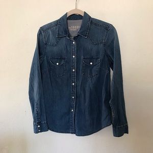 Blue button down long sleeve shirt